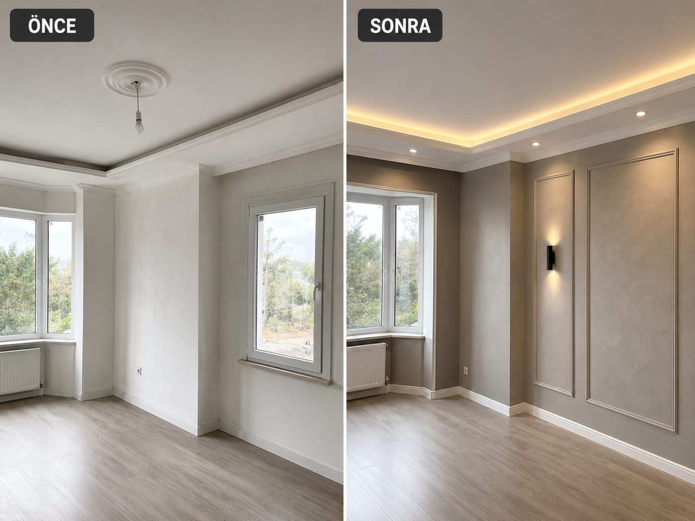 Çiğli iç cephe boya öncesi ve sonrası